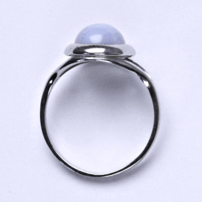 Zlatý prsten, bílé i žluté zlato, přírodní chalcedon - T 1453 