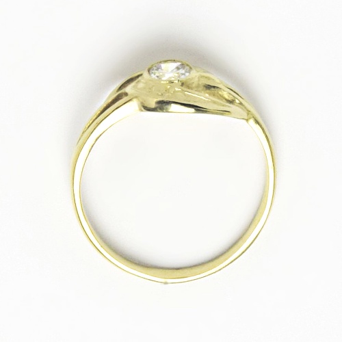 Zlatý prsten , čirý zirkon , žluté i bílé zlato - T 1041