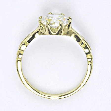 Zlatý prsten , žluté i bílé zlato , čirý zirkon 8 mm - T 1261