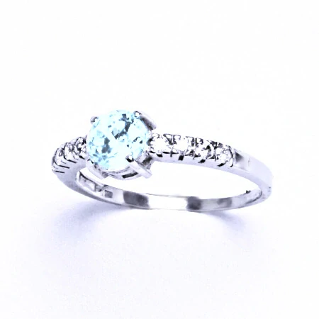 Zlatý prsten, žluté i bílé zlato ,čiré zirkony a přírodní topaz swiss - VR 312