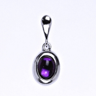 Zlatý přívěsek, přírodní tmavý Ametyst 7x5 mm , bílé i žluté zlato P 1354