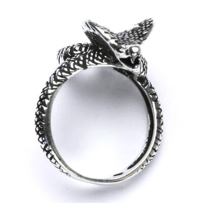 Stříbrný prsten s patinou, kobra, prsten ze stříbra ve tvaru kobry, T 227