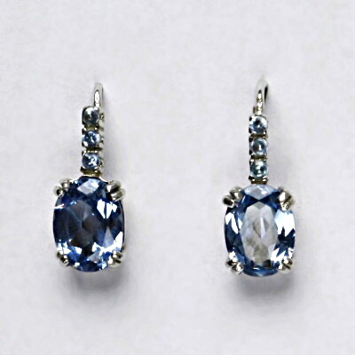 Stříbrné náušnice, zirkon akvamarin světlý - VE 8