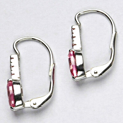 Stříbrné náušnice s růžovými zirkony, náušnice ze stříbra, VE 9 