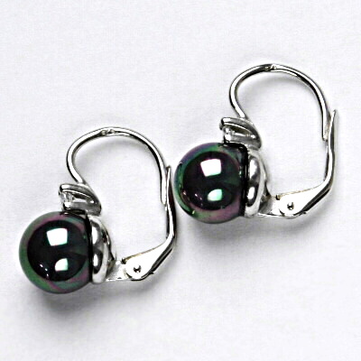 Zlaté náušnice, bílé i žluté zlato , syntet. černá perla se skutečným perleťovým leskem - NK 1207 