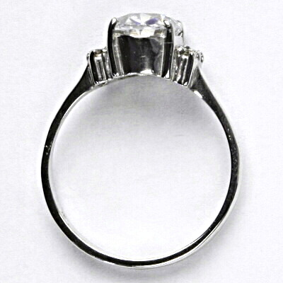 Stříbrný prsten s čirými zirkony, prstýnek ze stříbra, čirý zirkon, T 1497