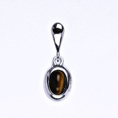 Stříbrný přívěsek,přírodní kámen tygří oko 6x4 mm, P 1353