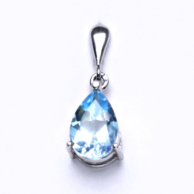 Stříbrný přívěsek slza, přírodní topaz sky - P 1360/22