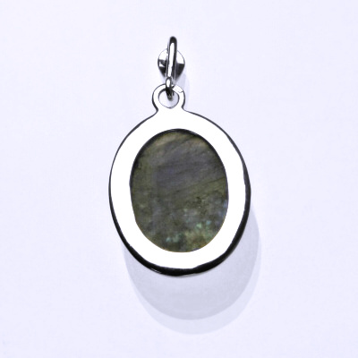 Stříbrný přívěsek, přírodní labradorit, přívěšek s labradoritem, P 1493B (20x15)