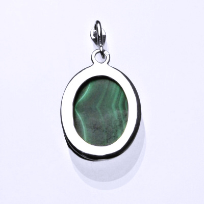 Stříbrný přívěsek, přírodní malachit, přívěšek s malachitem, P 1493B