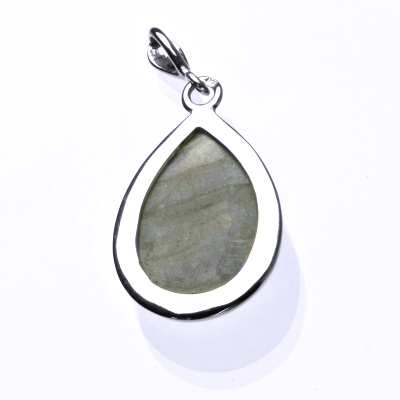 Stříbrný přívěsek, kapka přírodní labradorit, přívěšek s labradoritem, P 1491B
