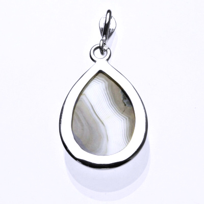 Stříbrný přívěsek, kapka přírodní achát, přívěšek s achátem, P 1491B