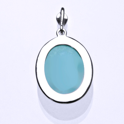 Stříbrný přívěsek,přírodní amazonit, přívěšek s amazonitem, P 1492B (18x13)