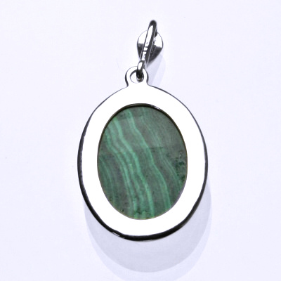 Stříbrný přívěsek, přírodní malachit, přívěšek s malachitem, P 1492B