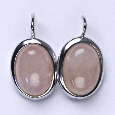 Stříbrné náušnice, přírodní kámen růženín - NK 1454
