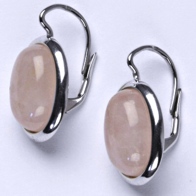 Zlaté náušnice, bílé i žluté zlato ,přírodní kámen růženín - NK 1454