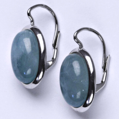 Stříbrné náušnice, přírodní kámen akvamarin A - NK 1454