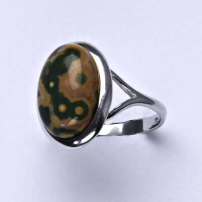 Stříbrný prsten, přírodní kámen jaspis obrázkový - T 1454 