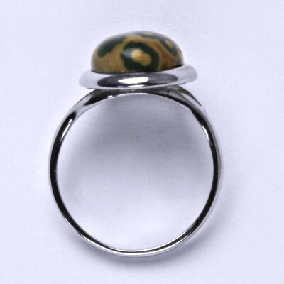Zlatý prsten, bílé i žluté zlato, přírodní kámen jaspis obrázkový - T 1454 