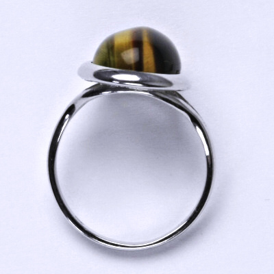 Zlatý prsten, bílé i žluté zlato, přírodní kámen tygří oko - T 1454