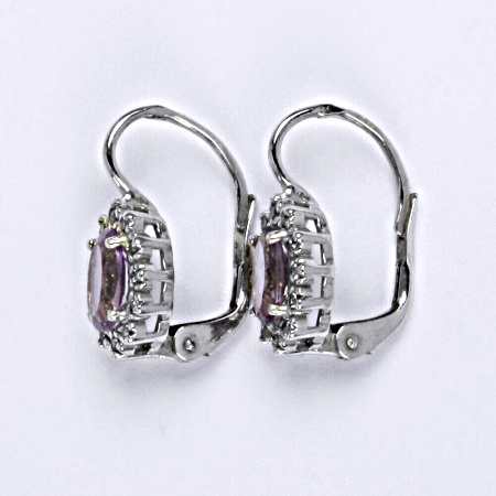 Stříbrné náušnice Kate, přírodní ametyst světlý a čiré zirkony - VE 247