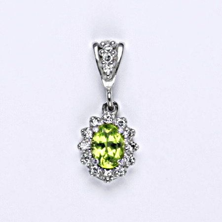 Stříbrný přívěsek Kate, přírodní olivín a čiré zirkony - VP 247