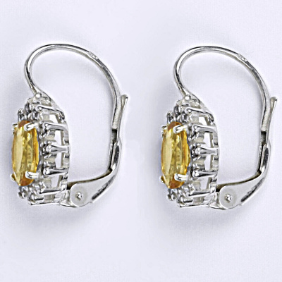 Stříbrné náušnice Kate, přírodní citrín pálený a čiré zirkony - VE 247