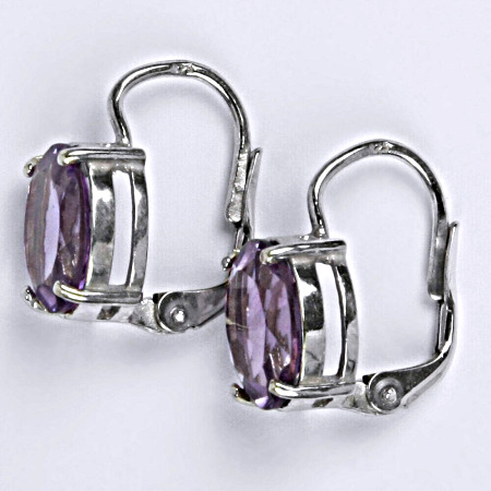 Zlaté náušnice, přírodní světlý ametyst 10 x 8 mm , bílé i žluté zlato - NK 1242