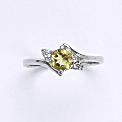 Stříbrný prsten, přírodní citrín pálený, prsten ze stříbra, T 1164 