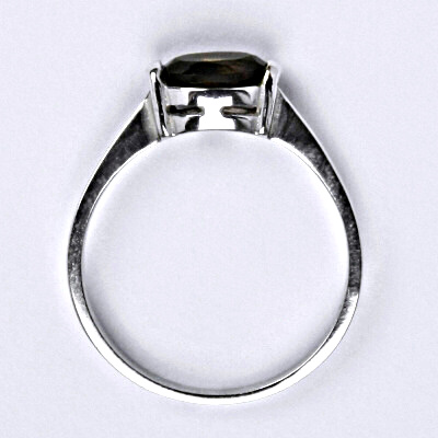 Stříbrný prsten s přírodním kamenem, záhněda 7 x 5 mm VR 115