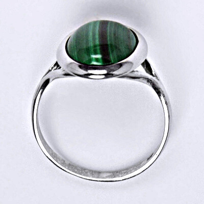 Stříbrný prsten, přírodní kámen malachit - T 1454 m