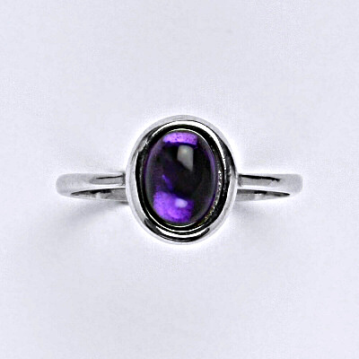Stříbrný prsten, přírodní kámen ametyst - T 1355