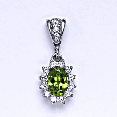 Stříbrný přívěšek Kate, přírodní olivín a čirými zirkony, stříbro, P 1480/2 