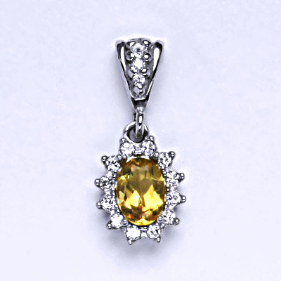 Stříbrný přívěsek Kate, přírodní citrín pálený a čiré zirkony,  P 1480/2 