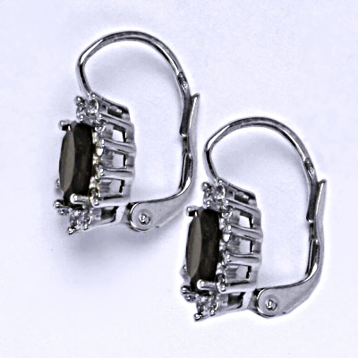 Stříbrné náušnice Kate, přírodní záhněda a čiré zirkony, stříbro, NK 1480 