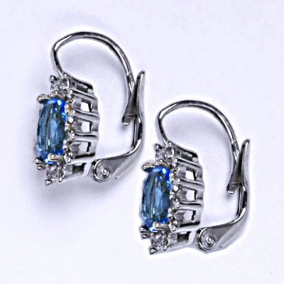 Stříbrné náušnice Kate, přírodní topaz swiss a čiré zirkony, stříbro, NK 1480 