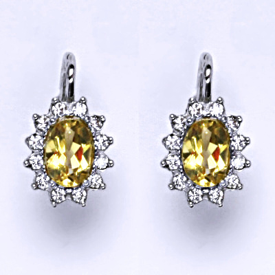 Stříbrné náušnice Kate, přírodní citrín pálený a čiré zirkony, NK 1480