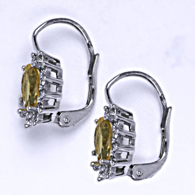 Stříbrné náušnice Kate, přírodní citrín pálený a čiré zirkony, NK 1480