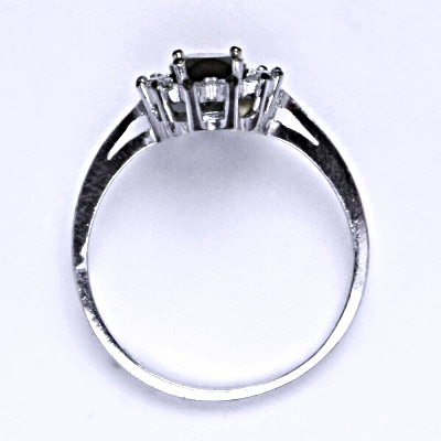 Stříbrný prsten Kate, přírodní záhněda, čiré zirkony, T 1480