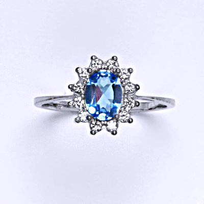 Stříbrný prsten Kate, přírodní topaz swiss, čiré zirkony, T 1480 