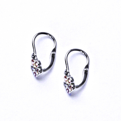 Stříbrné náušnice, růžový zirkon, kytička, dětské náušnice, NK 1384 