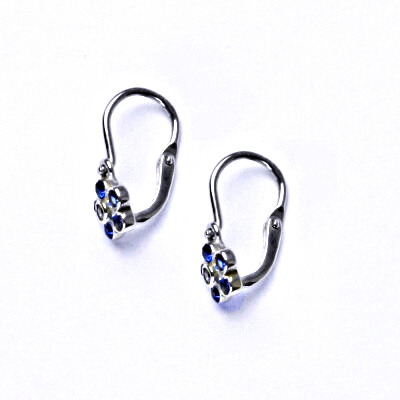 Stříbrné náušnice, syntetický spinel, kytička, dětské náušnice, NK 1384