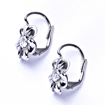 Stříbrné náušnice, čirý zirkon, kytičky, náušnice na patent, NK 1449