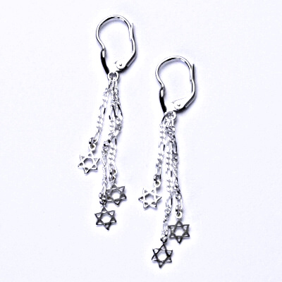 Stříbrné náušnice, řetízkové, davidova hvězda, náušnice ze stříbra, NK 797/3/27
