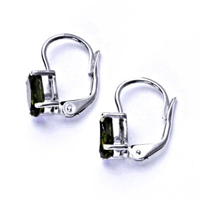 Stříbrné náušnice, přírodní vltavín 7x5 mm - NK 1246