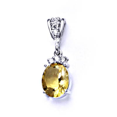 Stříbrný přívěsek,přírodní citrín pálený,čiré zirkony, P 1497 