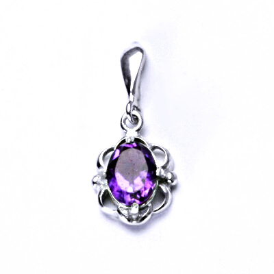 Stříbrný přívěsek,přírodní ametyst tmavý,přívěšek ze stříbra, P 1140/22