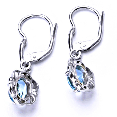 Stříbrné náušnice,přírodní topaz sky,náušnice na patent, NK 1140/20