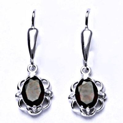 Stříbrné náušnice,přírodní granát,náušnice na patent, NK 1140/20 