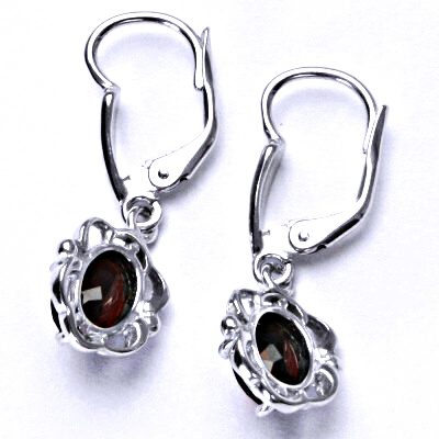 Stříbrné náušnice,přírodní granát,náušnice na patent, NK 1140/20 